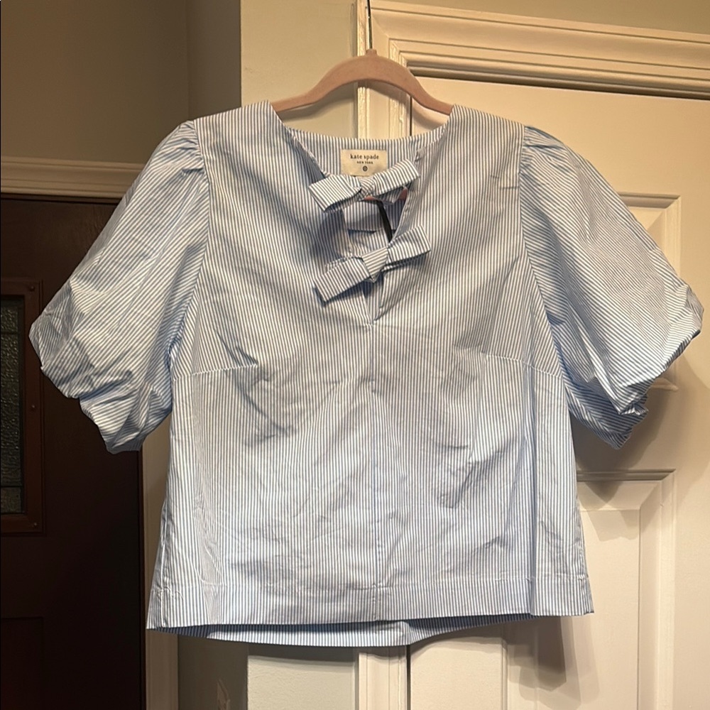 Kate Spade for Target blue & white striped cropped blouse